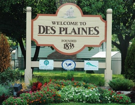des plaines city sign